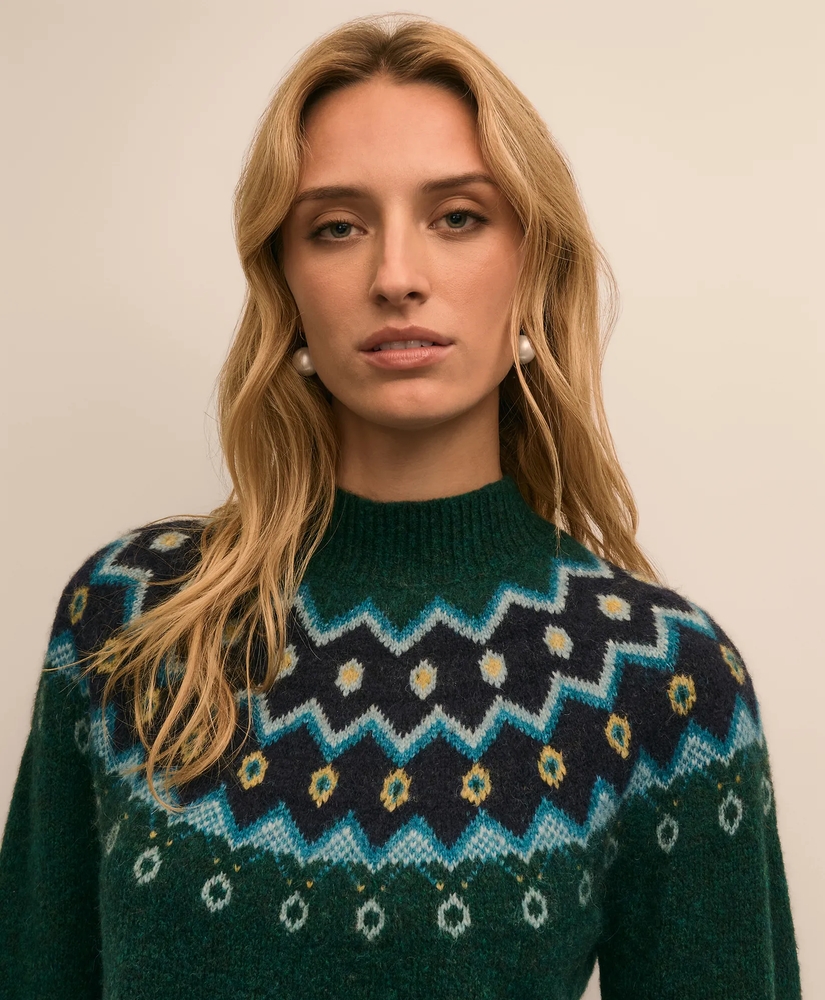 Merino Wool-Alpaca Blend Fair Isle Sweater, image 3