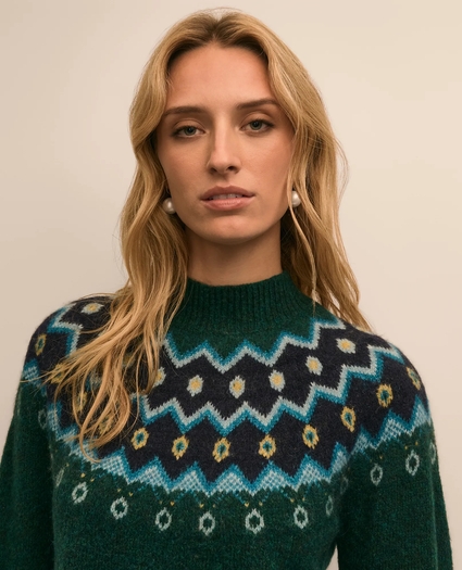 Merino Wool-Alpaca Blend Fair Isle Sweater, image 3