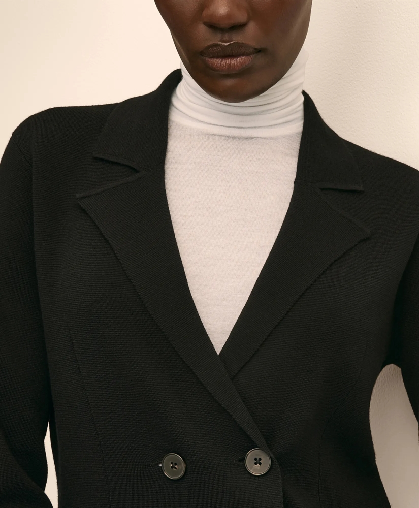 Merino Wool Double-Breasted Sweater Jacket, image 3