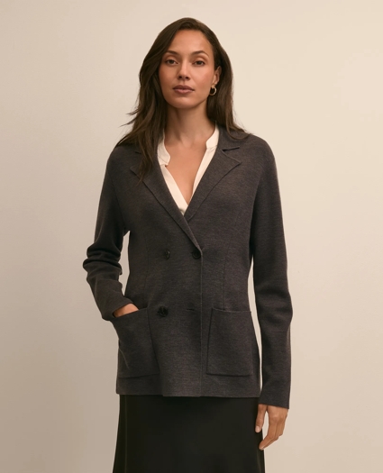 Merino Wool Double-Breasted Sweater Jacket, image 1