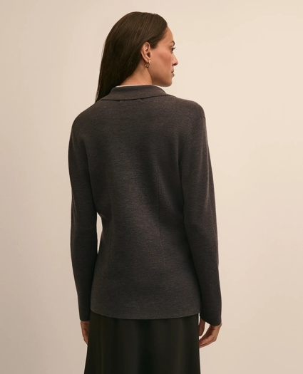 Merino Wool Double-Breasted Sweater Jacket, image 4