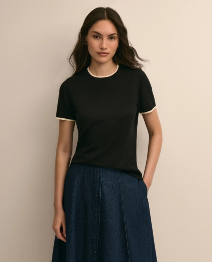 Merino Wool Contrast-Tipping Sweater, image 1