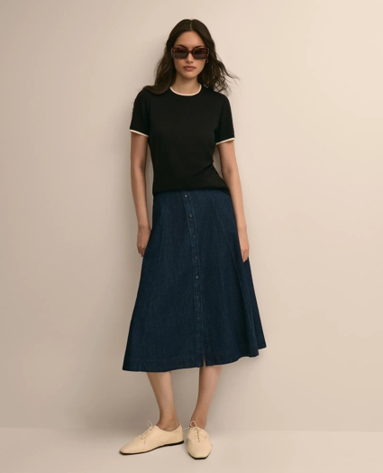 Merino Wool Contrast-Tipping Sweater, image 2