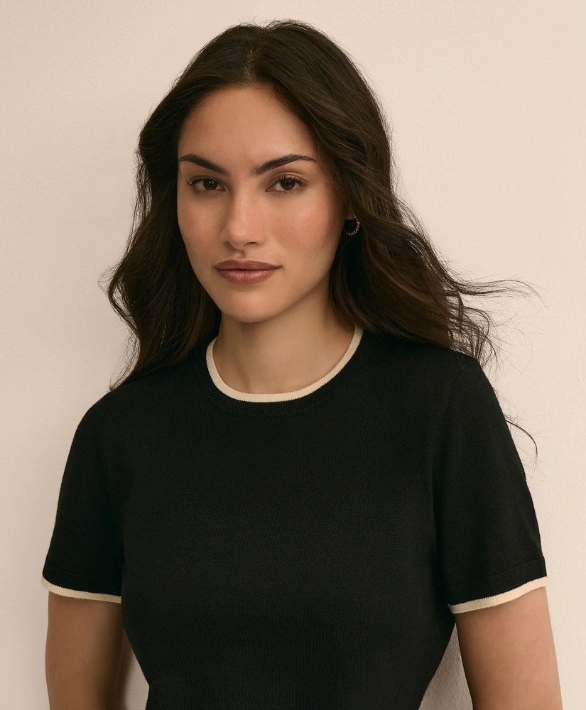 Merino Wool Contrast-Tipping Sweater, image 3