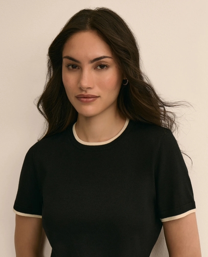 Merino Wool Contrast-Tipping Sweater, image 3