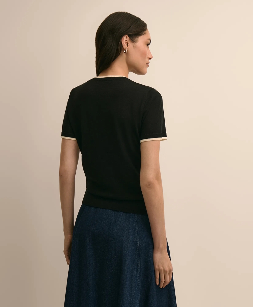 Merino Wool Contrast-Tipping Sweater, image 4