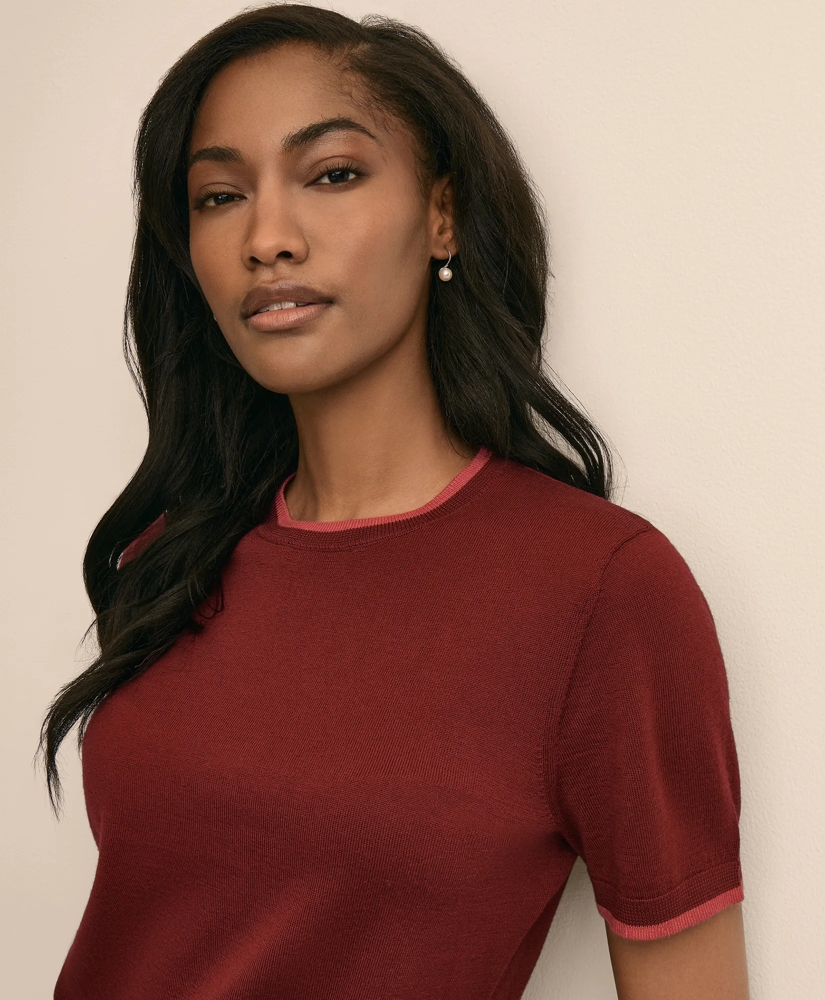 Merino Wool Contrast-Tipping Sweater, image 3