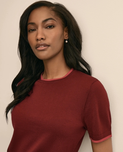 Merino Wool Contrast-Tipping Sweater, image 3