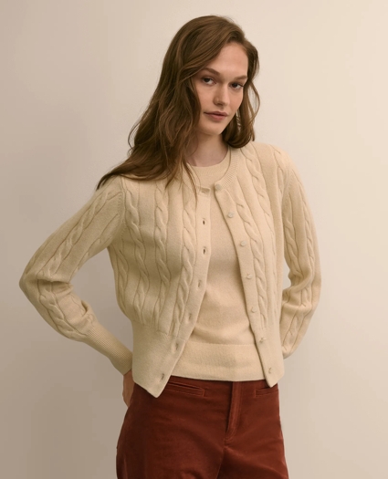 Cashmere Cable-Knit Cardigan, image 1