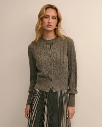 Cashmere Cable-Knit Cardigan, image 1