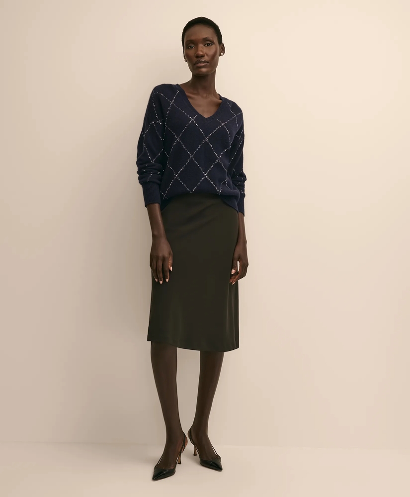 Merino Wool-Cashmere Beaded Argyle Sweater, image 2