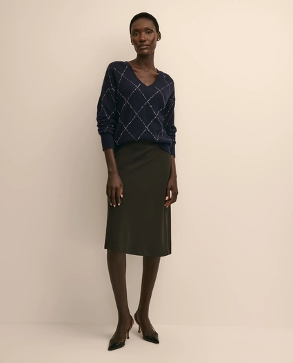 Merino Wool-Cashmere Beaded Argyle Sweater, image 2