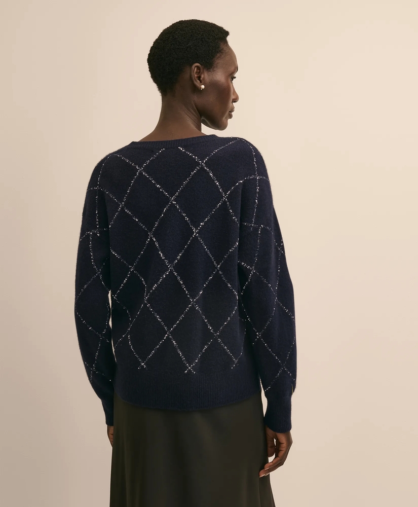 Merino Wool-Cashmere Beaded Argyle Sweater, image 4