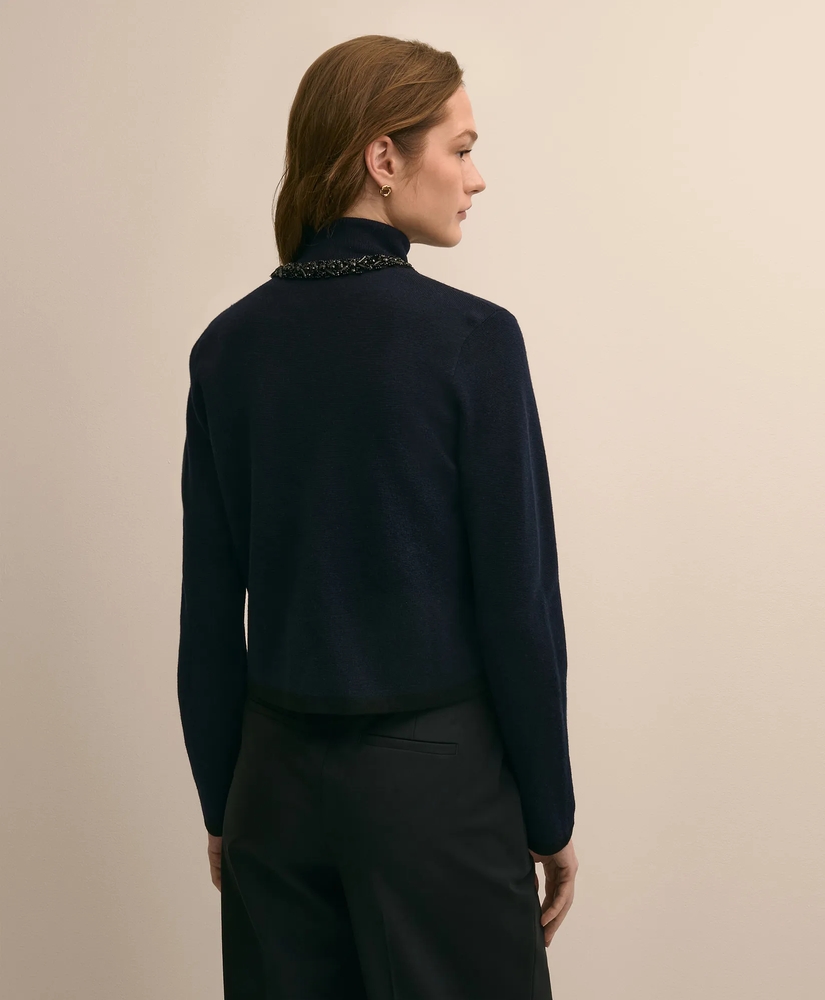 Merino Wool Beaded-Trim Cardigan, image 3