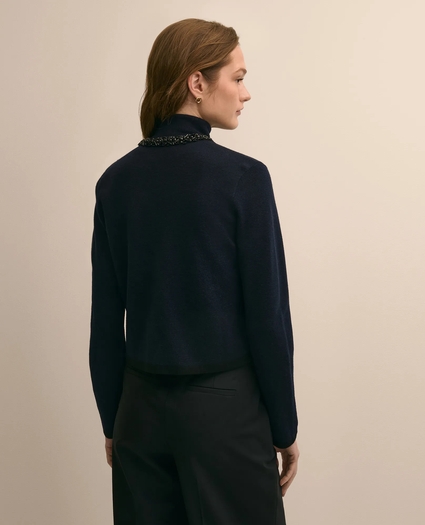 Merino Wool Beaded-Trim Cardigan, image 3