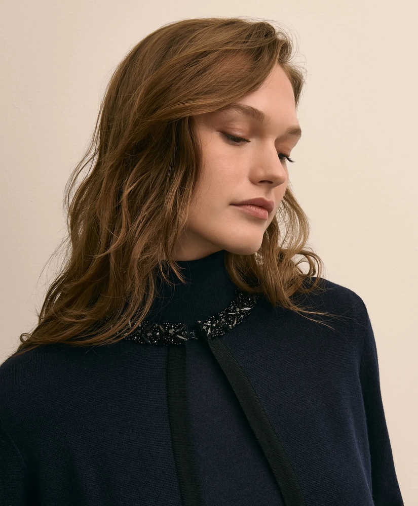Merino Wool Beaded-Trim Cardigan, image 4