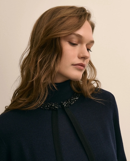 Merino Wool Beaded-Trim Cardigan, image 4