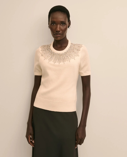 Merino Wool Beaded Sweater Shell, image 1