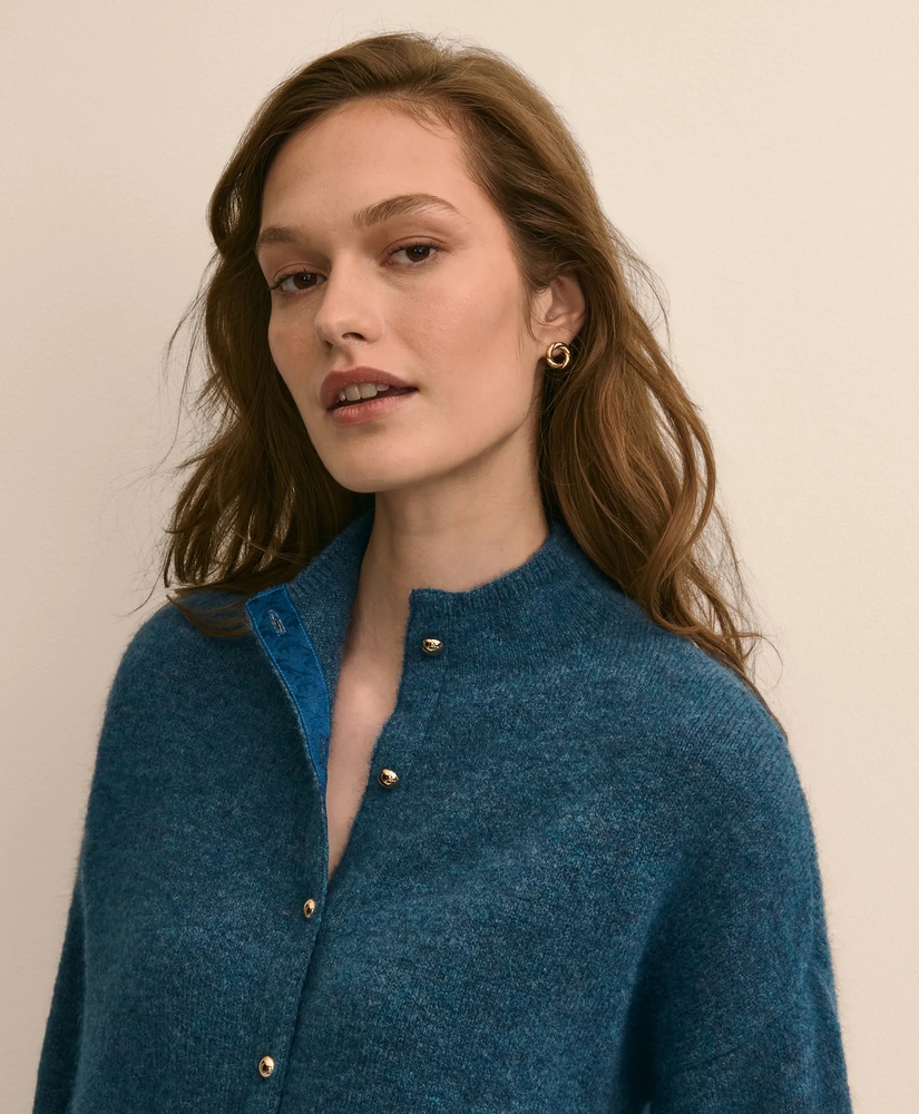Alpaca-Wool Blend Eyelash Cardigan, image 3