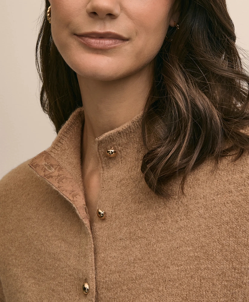 Alpaca-Wool Blend Eyelash Cardigan, image 3