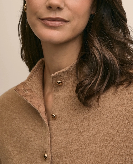 Alpaca-Wool Blend Eyelash Cardigan, image 3