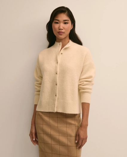Alpaca-Wool Blend Eyelash Cardigan, image 1