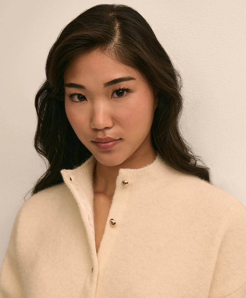 Alpaca-Wool Blend Eyelash Cardigan, image 3
