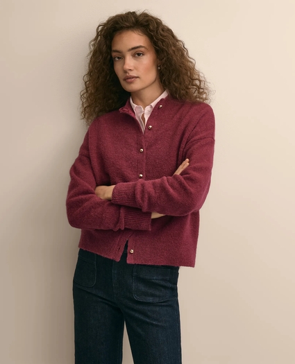 Alpaca-Wool Blend Eyelash Cardigan, image 1