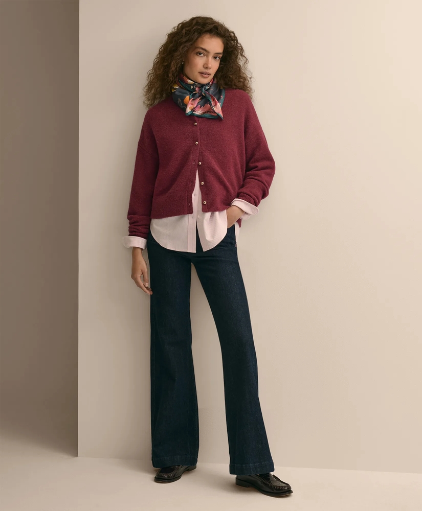 Alpaca-Wool Blend Eyelash Cardigan, image 2