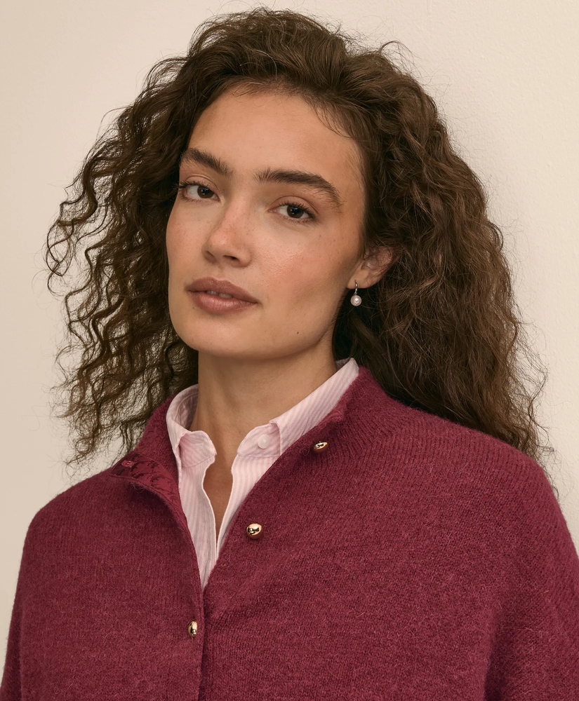Alpaca-Wool Blend Eyelash Cardigan, image 3