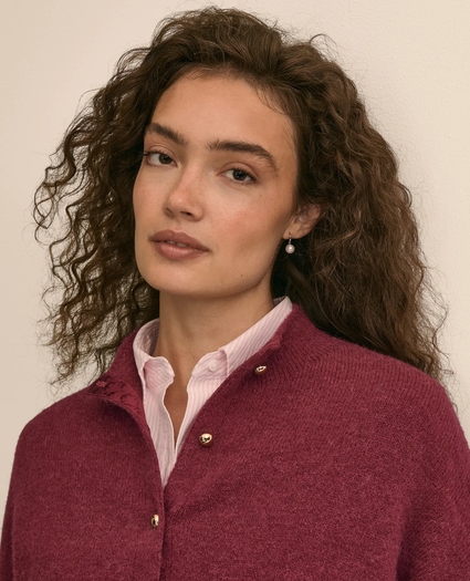 Alpaca-Wool Blend Eyelash Cardigan, image 3