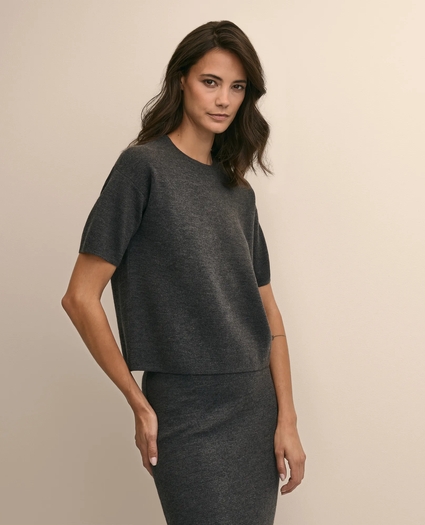 Merino Wool Cropped Cable-Knit Sweater, image 1