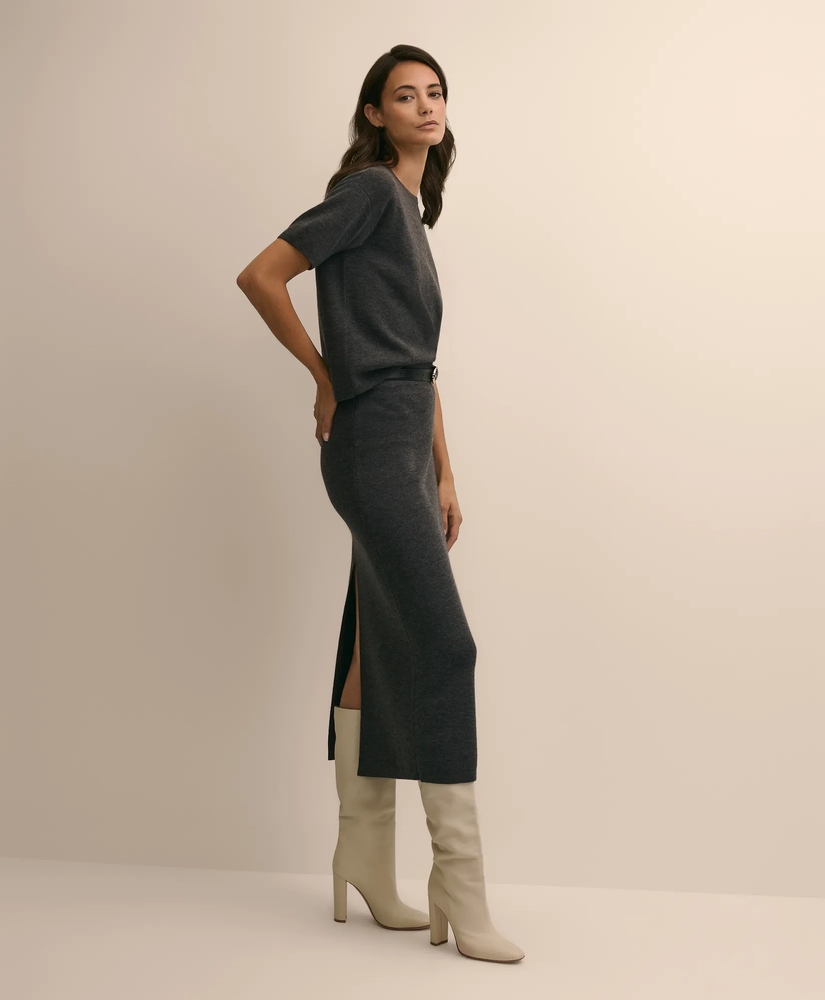 Merino Wool Cropped Cable-Knit Sweater, image 2