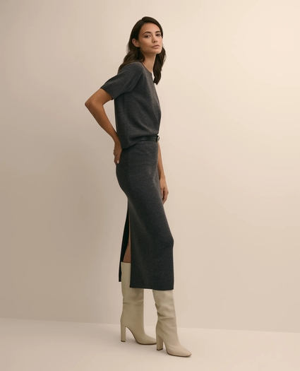Merino Wool Cropped Cable-Knit Sweater, image 2