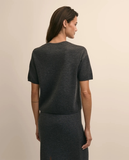 Merino Wool Cropped Cable-Knit Sweater, image 5