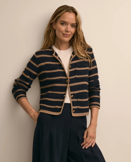 Cotton Stripe Sweater Jacket, image 1