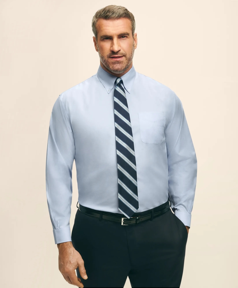 Big & Tall Stretch Dress Shirt, Non-Iron Pinpoint Button-Down Collar, image 1