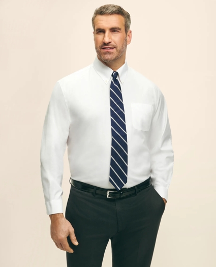 Big & Tall Stretch Dress Shirt, Non-Iron Pinpoint Button-Down Collar, image 1