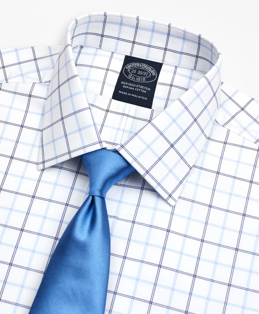 Big & Tall Stretch Dress Shirt, Non-Iron Poplin Ainsley Collar Double-Grid Check, image 2