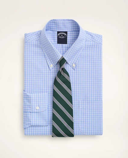 Big & Tall Stretch Dress Shirt, Non-Iron Pinpoint Oxford Button Down Collar Gingham, image 1