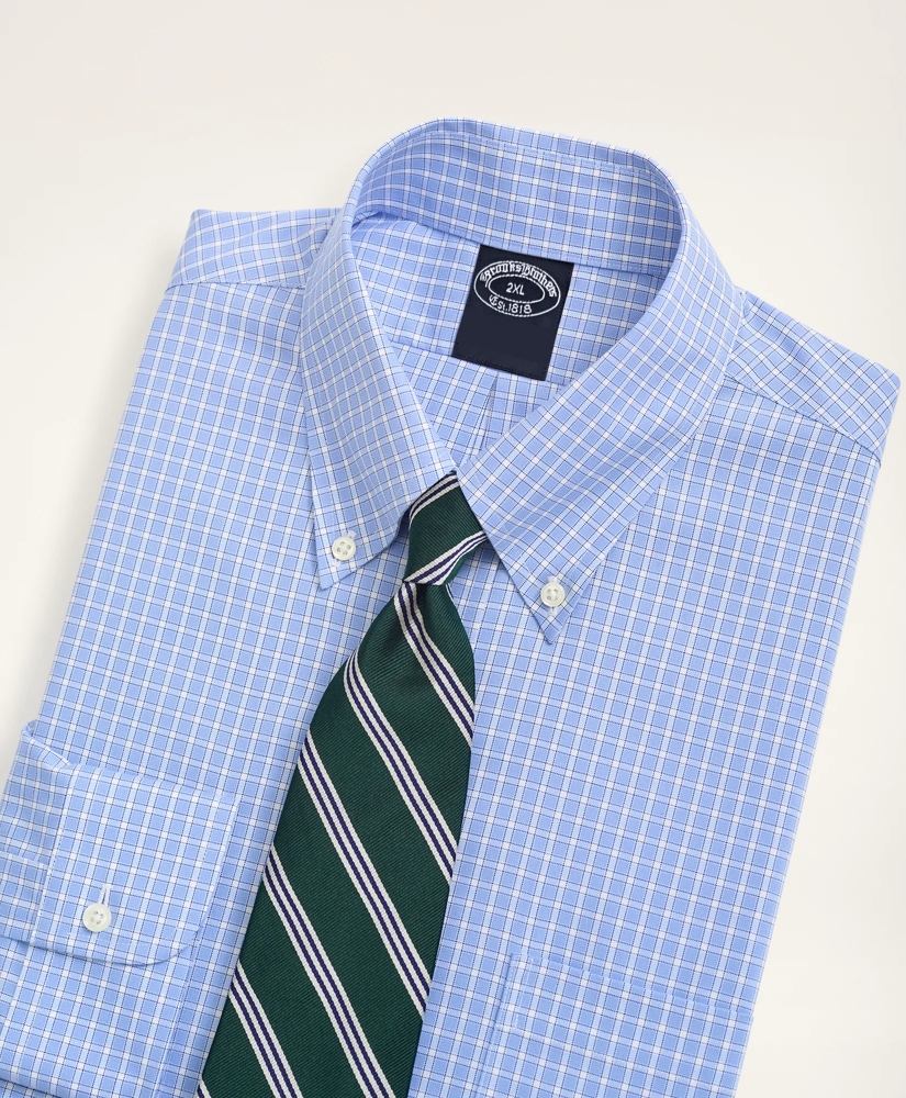 Big & Tall Stretch Dress Shirt, Non-Iron Pinpoint Oxford Button Down Collar Gingham, image 2