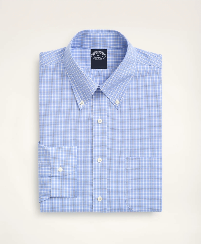 Big & Tall Stretch Dress Shirt, Non-Iron Pinpoint Oxford Button Down Collar Gingham, image 3