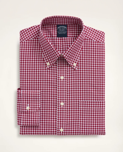 Big & Tall Stretch Dress Shirt, Non-Iron Pinpoint Oxford Button Down Collar Gingham, image 3