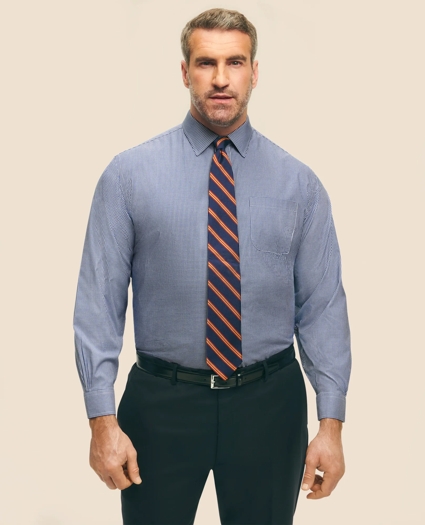 Big & Tall Stretch Supima® Cotton Non-Iron Pinpoint Oxford Ainsley Collar, Gingham Dress Shirt, image 1