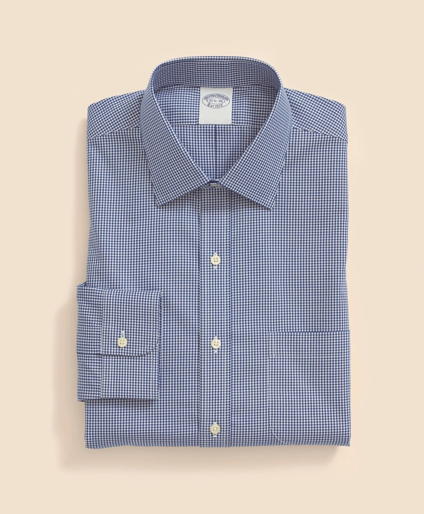 Big & Tall Stretch Supima® Cotton Non-Iron Pinpoint Oxford Ainsley Collar, Gingham Dress Shirt, image 5