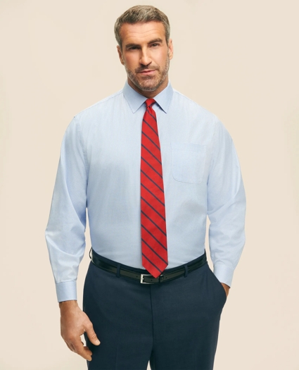Big & Tall Stretch Supima® Cotton Non-Iron Pinpoint Oxford Ainsley Collar, Gingham Dress Shirt, image 1