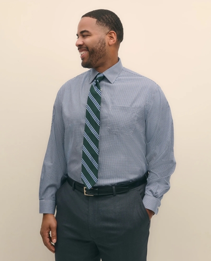 Big & Tall Stretch Supima® Cotton Non-Iron Pinpoint Oxford Ainsley Collar, Gingham Dress Shirt, image 1