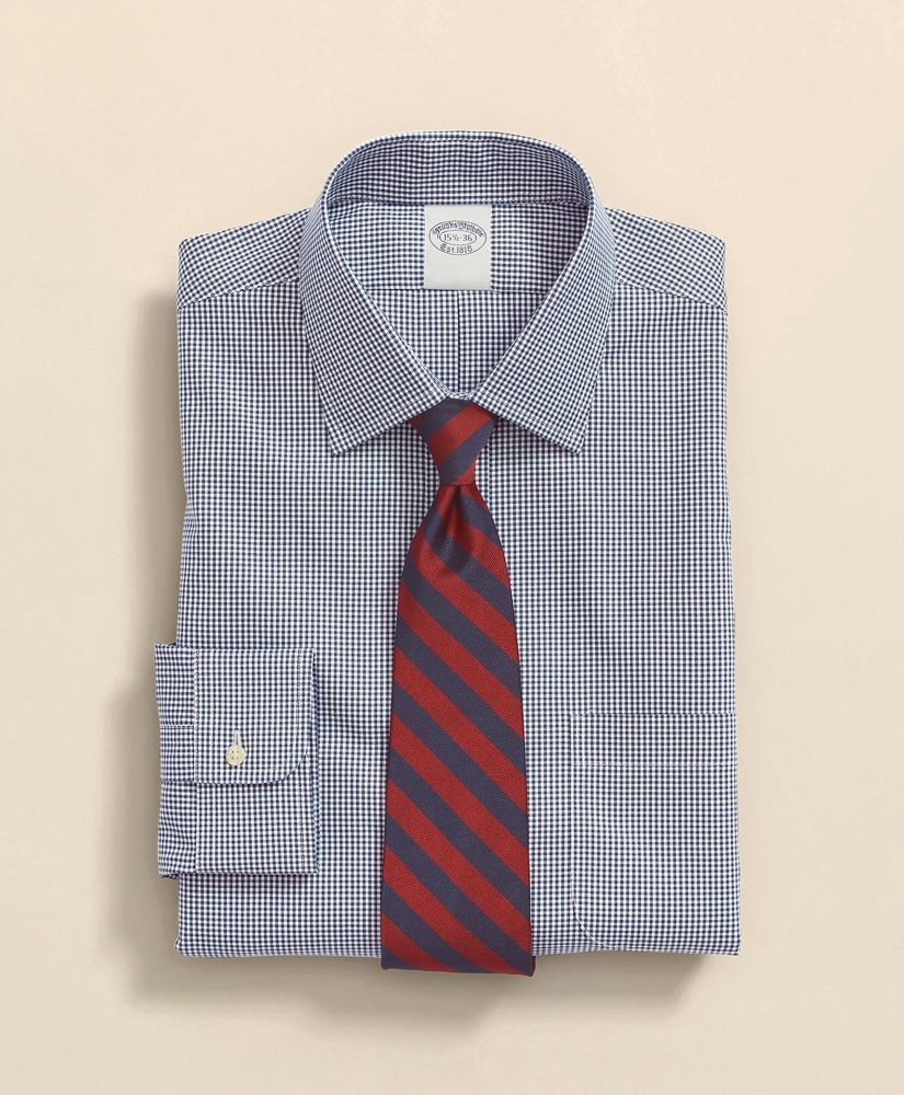 Big & Tall Stretch Supima® Cotton Non-Iron Pinpoint Oxford Ainsley Collar, Gingham Dress Shirt, image 4