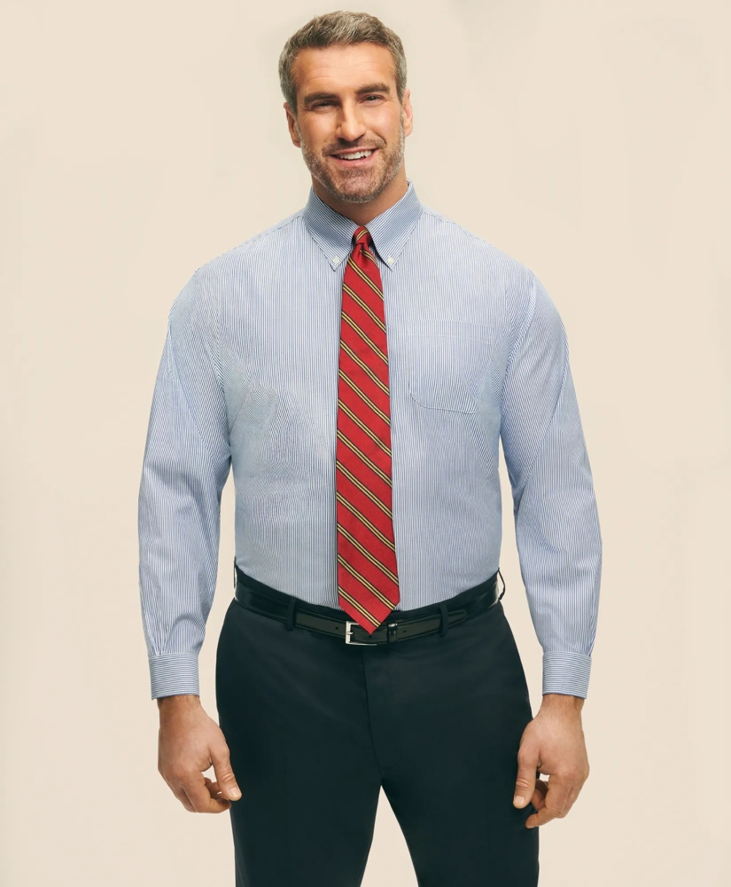 Big & Tall Stretch Supima<sup>®</sup> Cotton Non-Iron Pinpoint Oxford Button-Down Collar, Candy Stripe Dress Shirt