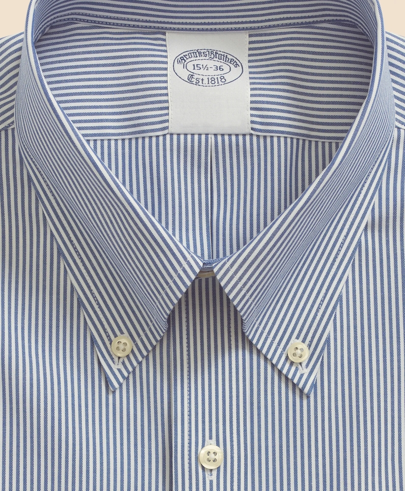 Big & Tall Stretch Supima® Cotton Non-Iron Pinpoint Oxford Button-Down Collar, Candy Stripe Dress Shirt, image 2